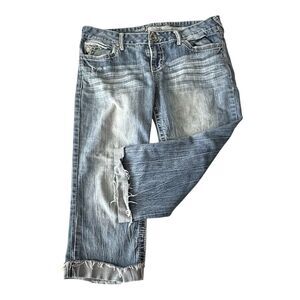 Grunge Capri Jeans Low Rise Sun Fade Medium Wash
